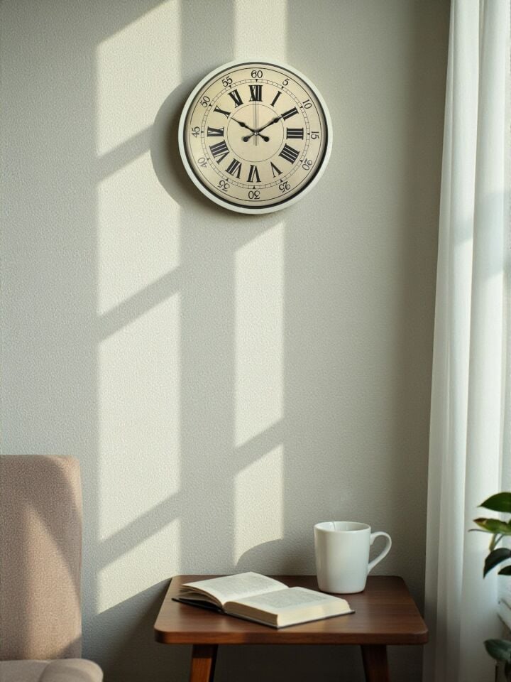36 Cm Krem Retro Tasarım Duvar Saati