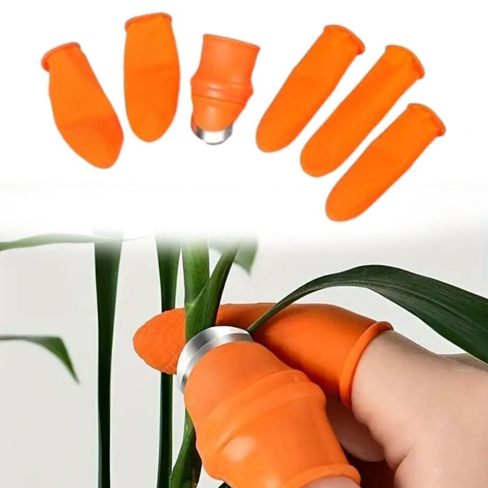 AD 5 Parça Pratik Parmak Koruyucu 1 Parça Baş Parmak Bıçaklı Eldiven Sebze Meyve Soyucu Kesme Ayıklayıcı Silikon Set