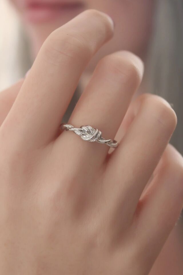 Mey İthalat® Gümüş Renk Halat Düğüm Model Kadın Yüzük