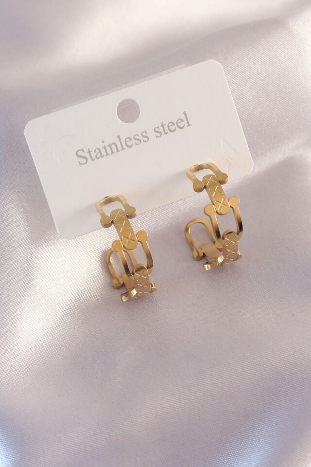 Mey İthalat® Çelik Gold Renk Tifanny Zincir Model Kadın Küpe