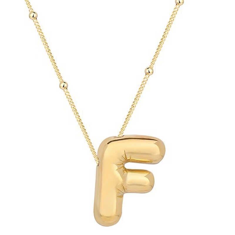 925 Ayar Gümüş Gold Balon F Harfi Kadın Kolye T7856 (491491)