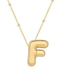 925 Ayar Gümüş Gold Balon F Harfi Kadın Kolye T7856 (491491)