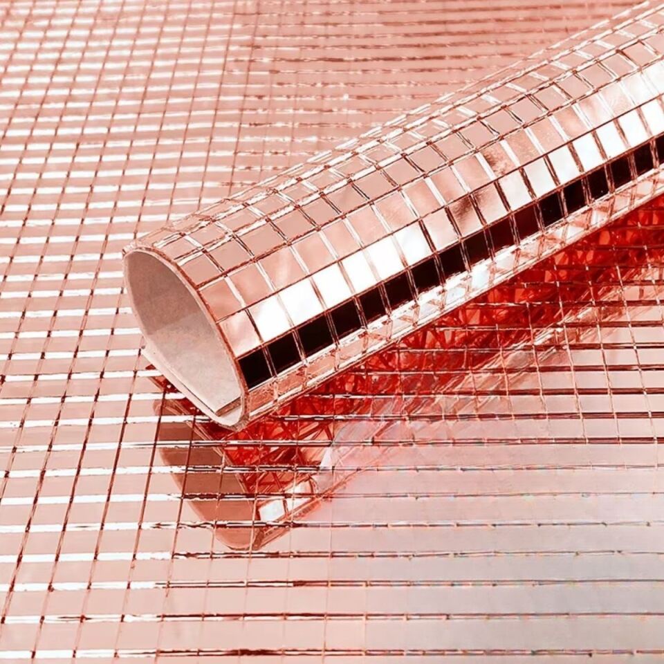 AD Kare Bronz Cam Mozaik Fayans Çıkartmaları El İşi Kare Cam Fayans Kendinden Yapışkanlı Aynalı Dekor Panel 30x30 Cm