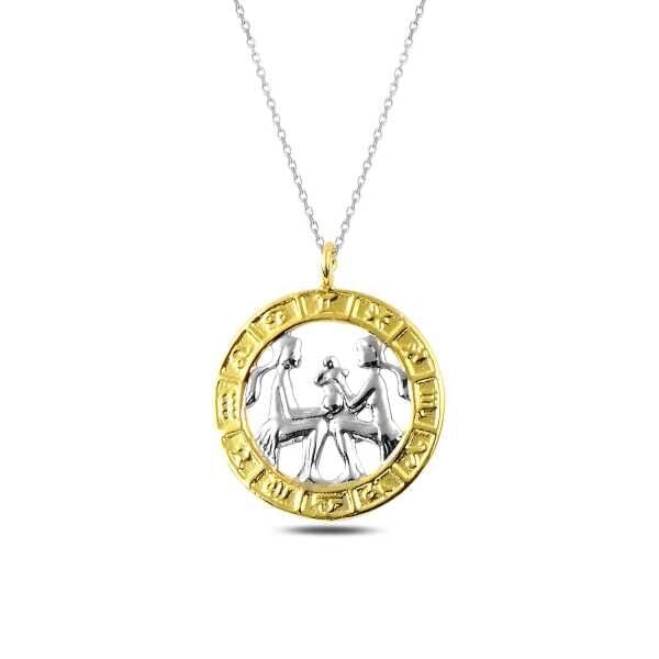 925 Ayar ​Gümüş Gold İkizler Burcu Kadın Gümüş Kolye T4924 (491491)