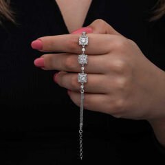 ​925 Ayar Gümüş Baget Taşlı Kadın Bileklik T8563 (491491)