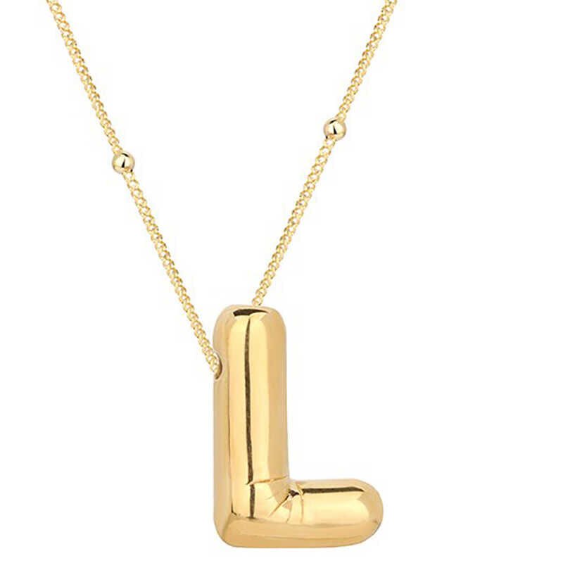 925 Ayar Gümüş Gold Balon L Harfi Kadın Kolye T7860 (491491)
