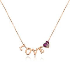 925 Ayar Gümüş Kalpli Love Kadın Gümüş Kolye T4180 (491491)