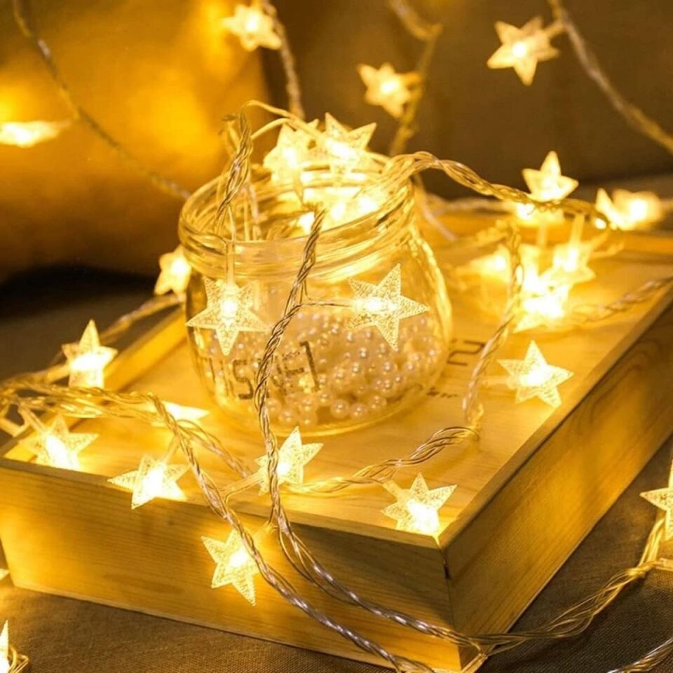 AD 20 Adet Mini Yıldız Led 5 Metre Günışığı Rengi Dekoratif Led