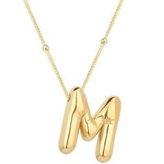 925 Ayar Gümüş Gold Balon M Harfi Kadın Kolye T7861 (491491)