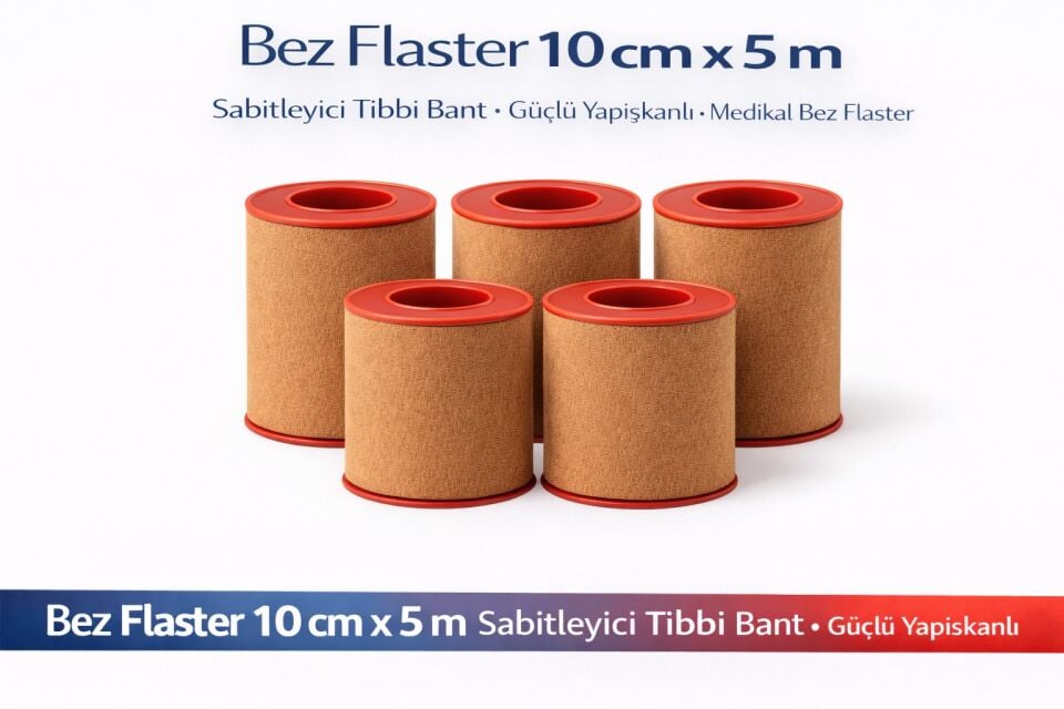 Bez Flaster 10 cm x 5 m Sabitleyici Tıbbi Bant Kahverengi Bez Flaster Güçlü Yapışkanlı 5 Adet