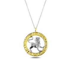 925 Ayar ​Gümüş Gold Aslan Burcu Kadın Gümüş Kolye T4926 (491491)