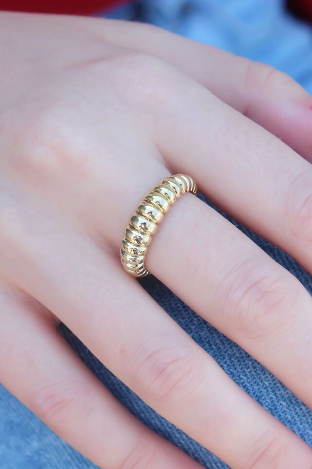 Mey İthalat® Gold Renk Sarmal Model Kadın Yüzük