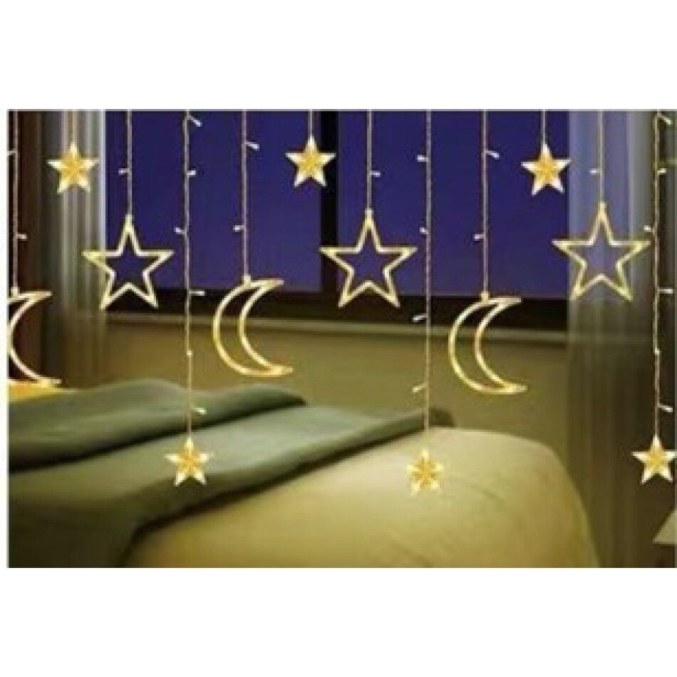 Ay Yıldız Perde Led Gün Işığı 12 Saçaklı