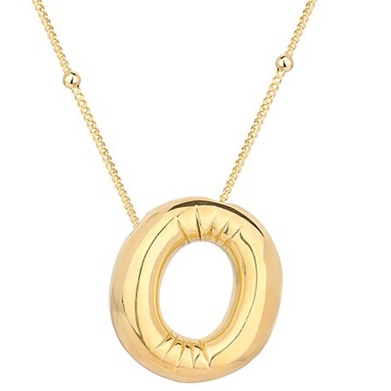 925 Ayar Gümüş Gold Balon O Harfi Kadın Kolye T7863 (491491)