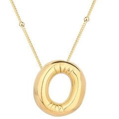 925 Ayar Gümüş Gold Balon O Harfi Kadın Kolye T7863 (491491)