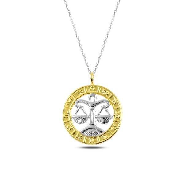 ​925 Ayar Gümüş Gold Terazi Burcu Gümüş Kolye T4928 (491491)