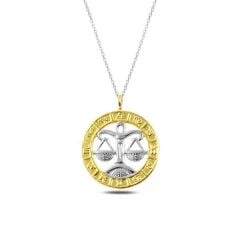 ​925 Ayar Gümüş Gold Terazi Burcu Gümüş Kolye T4928 (491491)