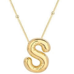 925 Ayar Gümüş Gold Balon S Harfi Kadın Kolye T7866 (491491)