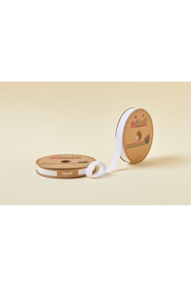 Biye Koton Katlı D01 Beyaz 2 cm 25 Metre %65 Koton %35 Polyester