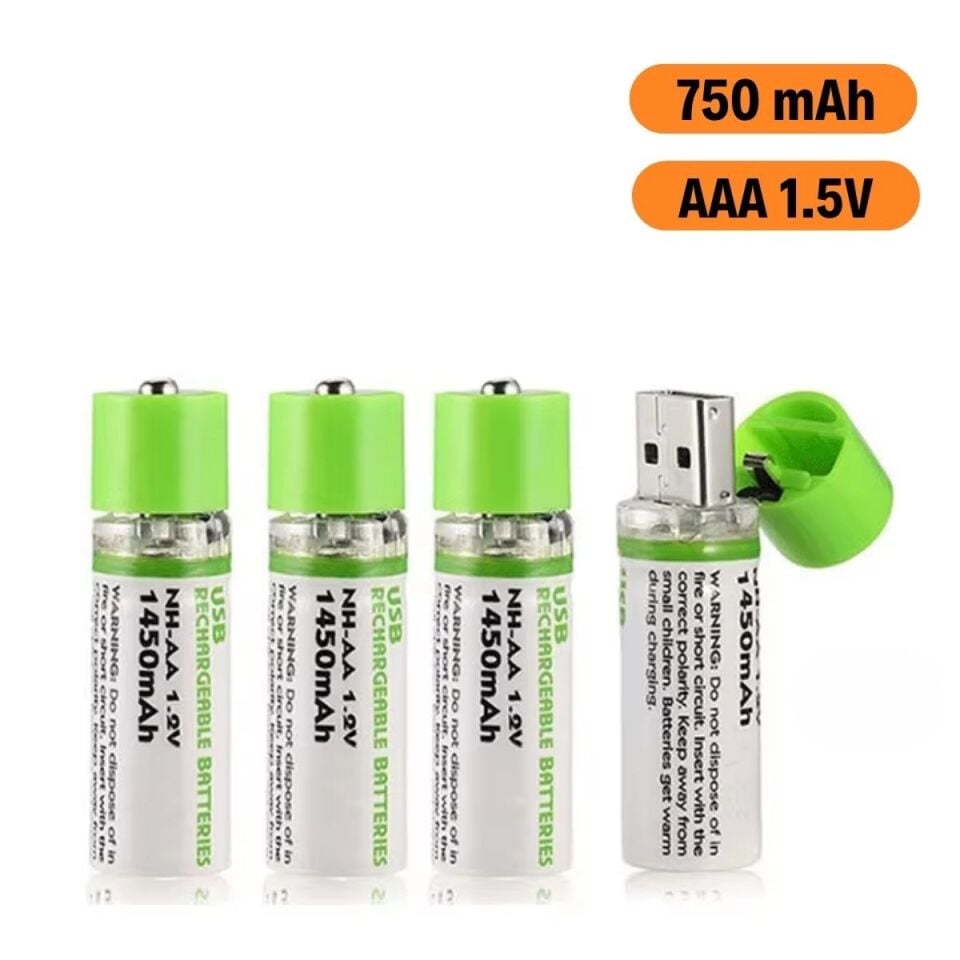 AD USB Şarjlı 1450mAh AA 1.2V Lityum Kalem Pil – 4'lü Set, Tekrar Şarj Edilebilir Uzun Ömürlü Dönüştürülebilir Batarya