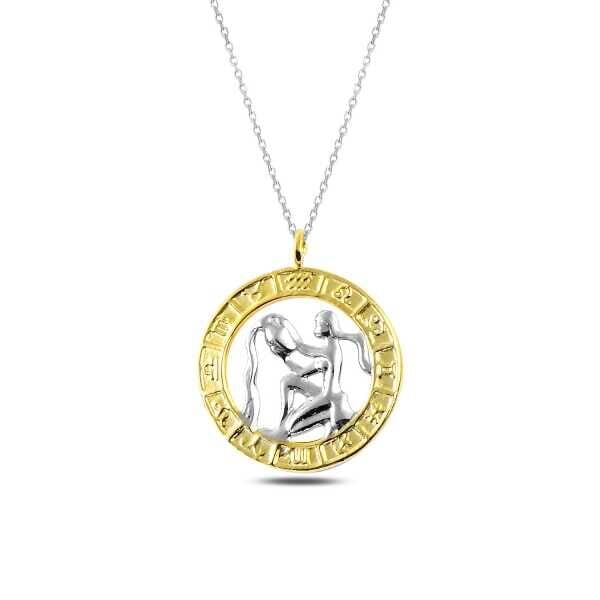 ​925 Ayar Gümüş Gold Kova Burcu Gümüş Kolye T4932 (491491)