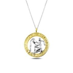 ​925 Ayar Gümüş Gold Kova Burcu Gümüş Kolye T4932 (491491)