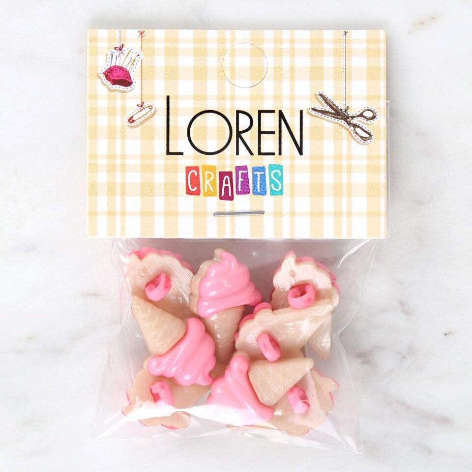 Loren Crafts Pembe 8'li Düğme - 3073