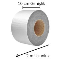 Folyo Kauçuk Bant Yapışkanlı Su Geçirmez Çatı Boru Tamir Bandı (2Metre x 10 Cm) (491491)