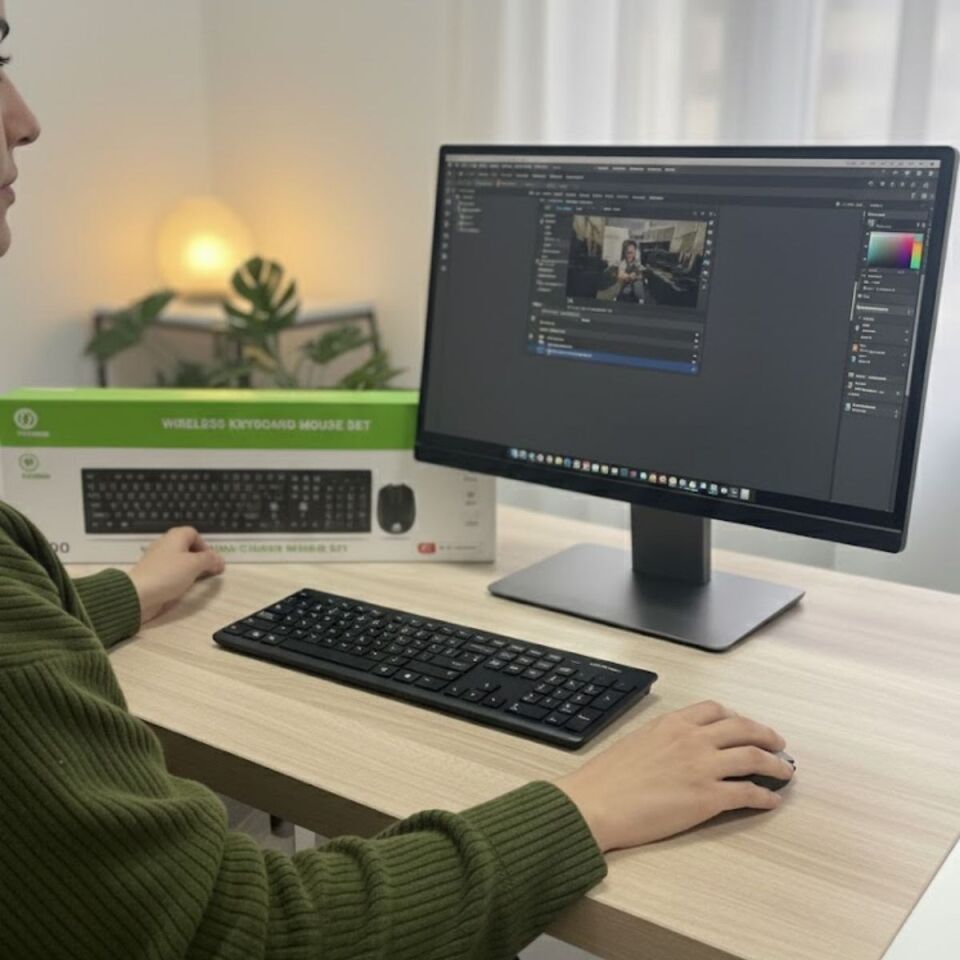 AD Kablosuz Q Klavye Mouse Seti Rahat Yazım, Sessiz Tuşlar, Ofis ve Ev Kullanımına Uygun Set YK7100