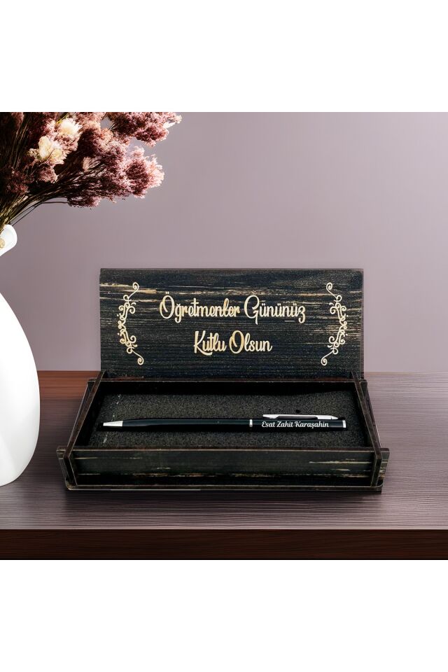 Öğretmenler Günü Kişiye Özel Kalem ve Ahşap Kutu