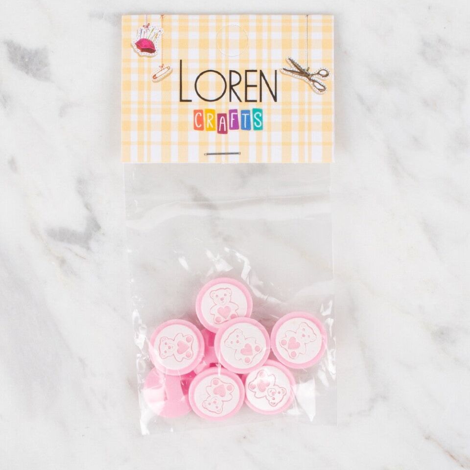 Loren Crafts 8 li Pembe Düğme - 407