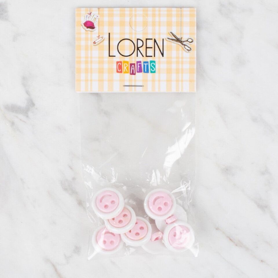 Loren Crafts 8 li Pembe Gülen Yüz Düğme - 635