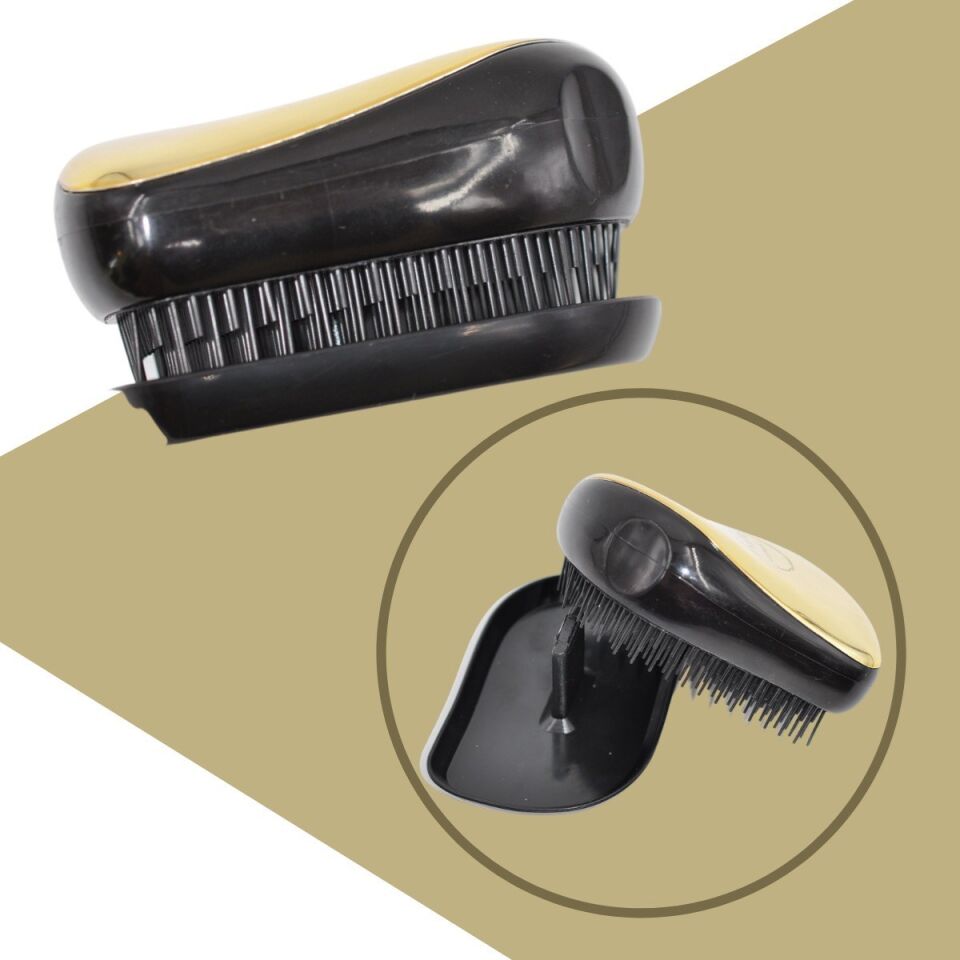 AD Nissha Elektriklenmeyi Önleyen Anti Statik Saç Düzleştirici Kapaklı Gold Saç Fırçası Tarak