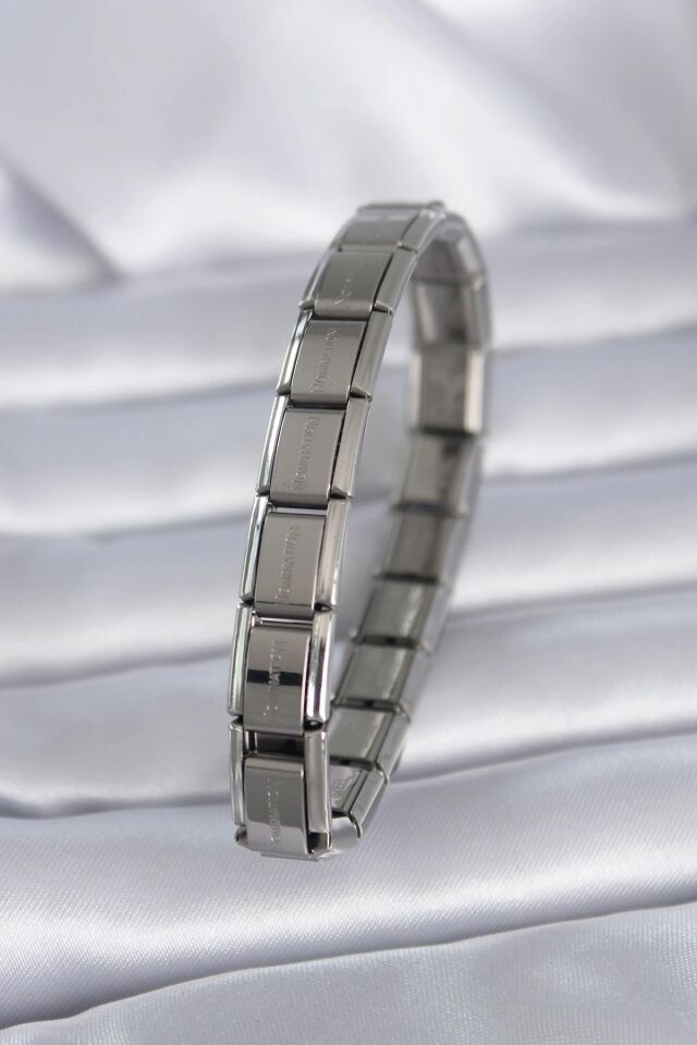 Mey İthalat® 316L Çelik Gümüş Renk Yazılı Nomination Model Kadın Bileklik