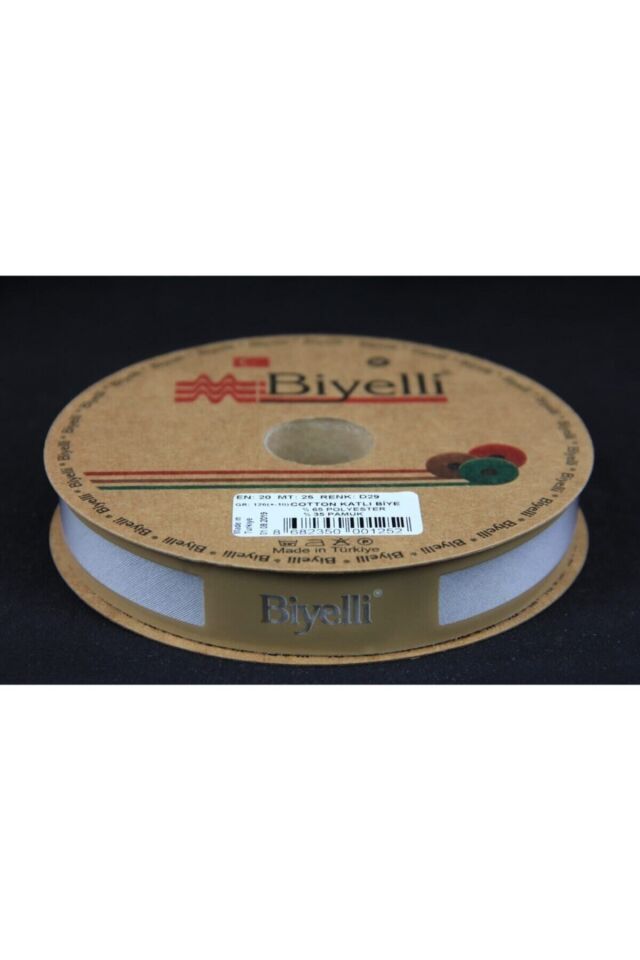Biye Koton Katlı D29 Gri 2 cm 25 Metre %65 Koton %35 Polyester