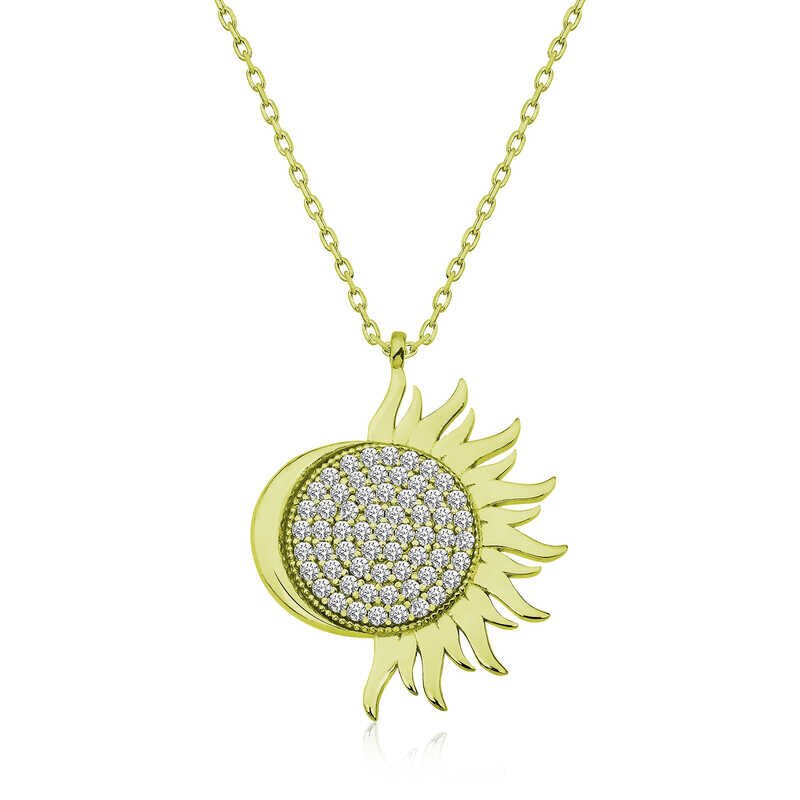 ​925 Ayar Gümüş Gold Mihrimah Sultan Kadın Gümüş Kolye T4941 (491491)
