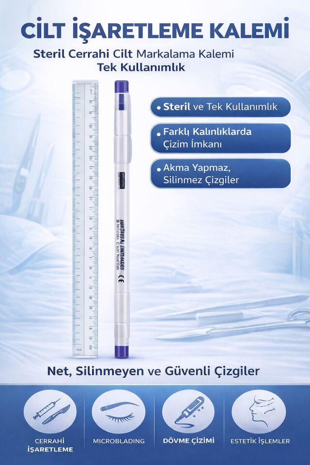 Cilt İşaretleme Kalemi Steril Cerrahi Marker Kalem 1 ADET