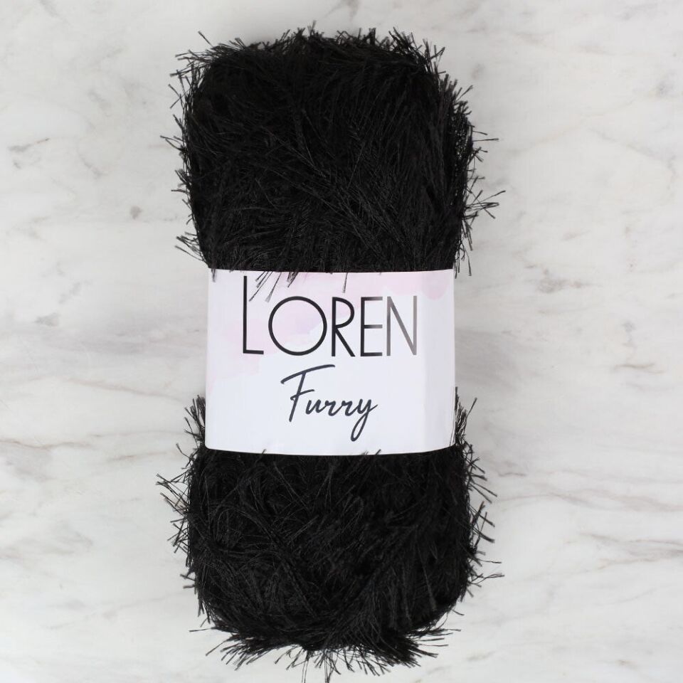 Loren Furry Siyah El Örgü İpi - RF1001 - 34066