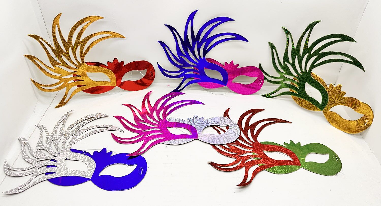 Rengarenk Kağıt Parti Balo Maskesi 6 Adet