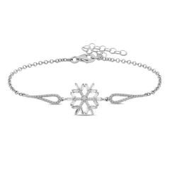 925 Ayar ​Gümüş Baget Taşlı Kar Tanesi Bileklik T5243 (491491)