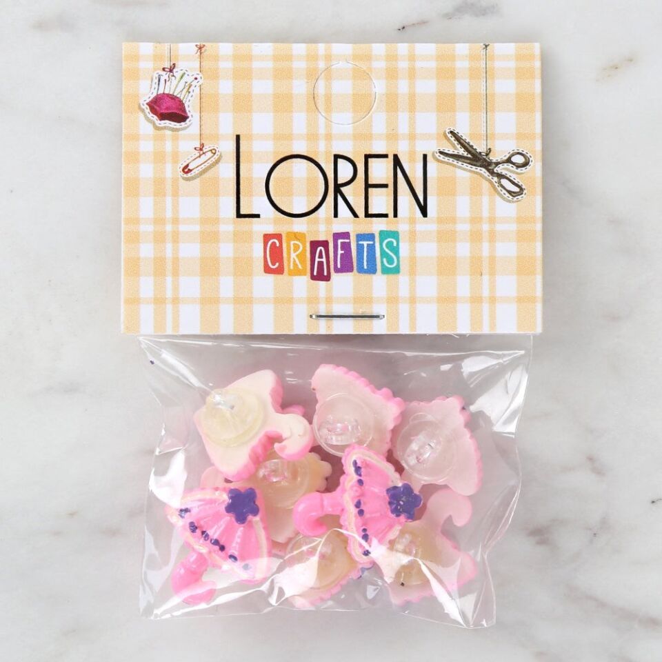 Loren Crafts Pembe 8'li Düğme - 3011