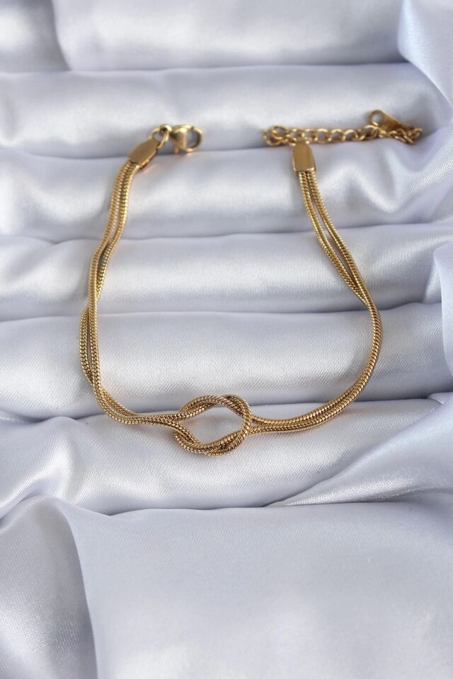 Mey İthalat® 316L Çelik Gold Renk Düğüm Model Kadın Bileklik