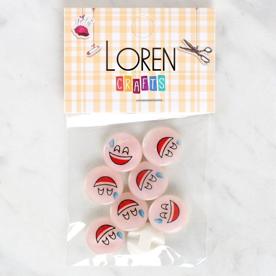 Loren Crafts 8'li Gülen Yüz Düğme - 1017