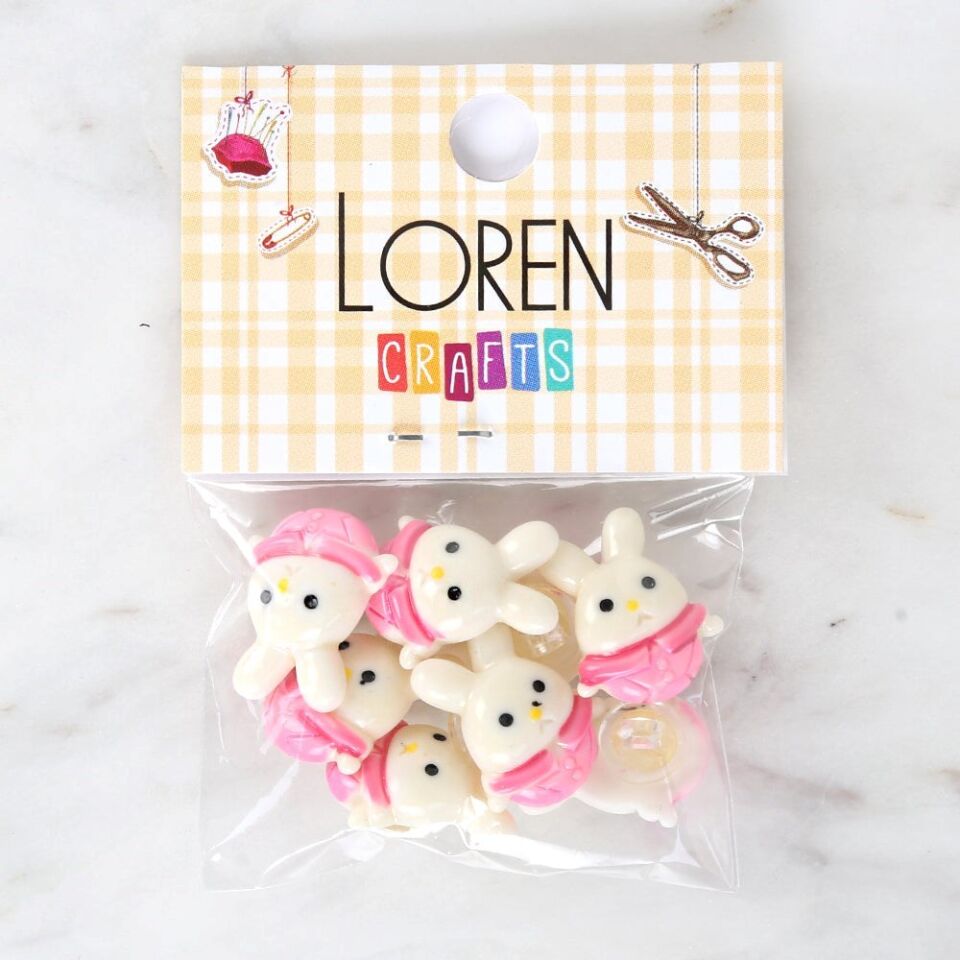 Loren Crafts Pembe 8'li Düğme - 3029