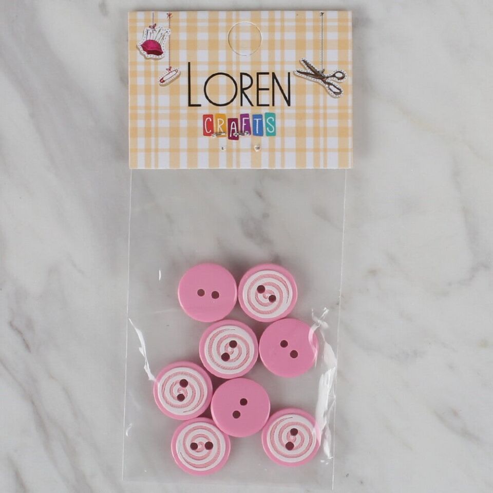 Loren Crafts 8 li Pembe Yuvarlak Düğme - 448