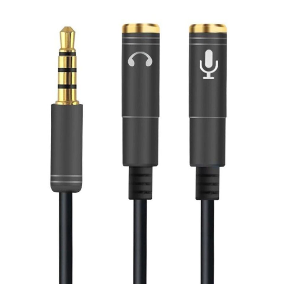AD 1 Erkek 2 Dişi 35 mm Kulaklık ve Mikrofon Ayırıcı Çoklayıcı  Aux Kablo