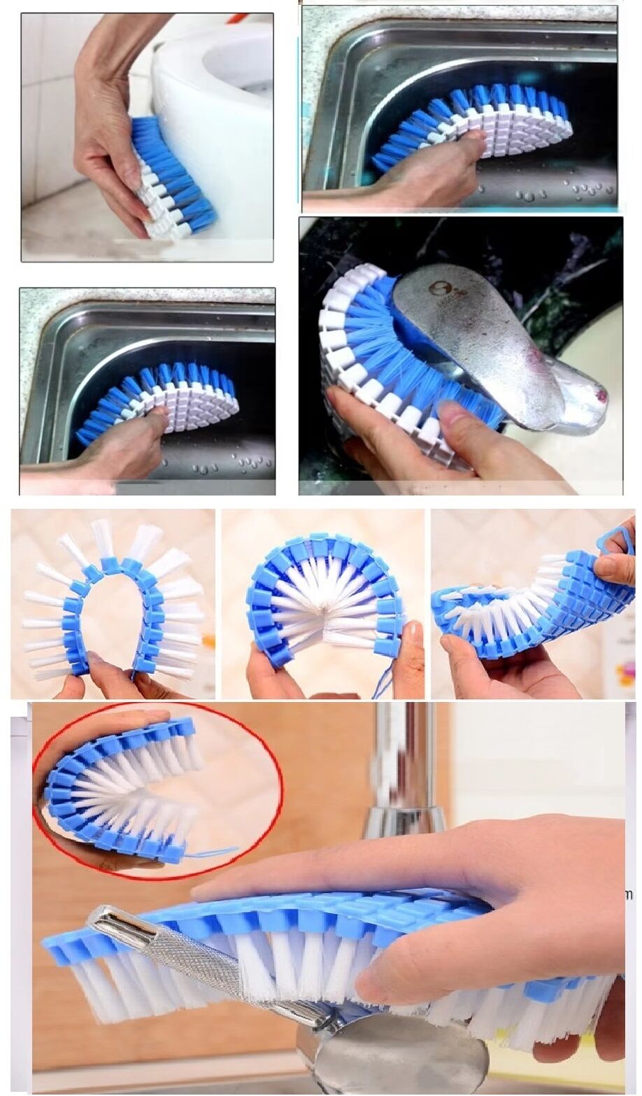 Bükülebilir  Esnek Kenar Köşe Lavabo Temizleme Fırçası Banyo Mutfak Fırçası (491491)