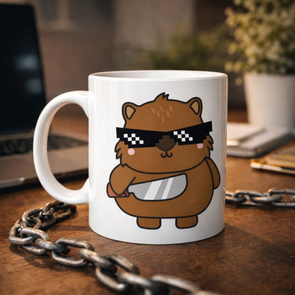 Cool Ayıcık Tasarımlı Porselen Kupa MODEL 84 – Eğlenceli, Karizmatik ve Dikkat Çekici Kahve Kupası