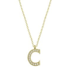 925 Ayar Gümüş Gold C Harfi Kadın Gümüş Kolye (T6608) (491491)