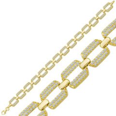 925 Ayar Gümüş Gold Zirkon Taşlı Kadın Bileklik T6996 (491491)
